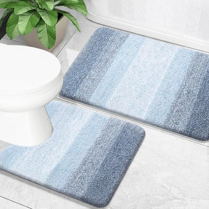 OLANLY Micorfiber Bathroom Rug Set 2 Piece, 30"x20"+U-Shaped 24"x20"