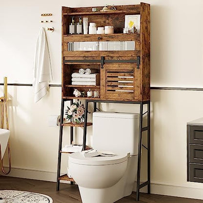 IRONCK Over The Toilet Storage Cabinet with Sliding Barn Door