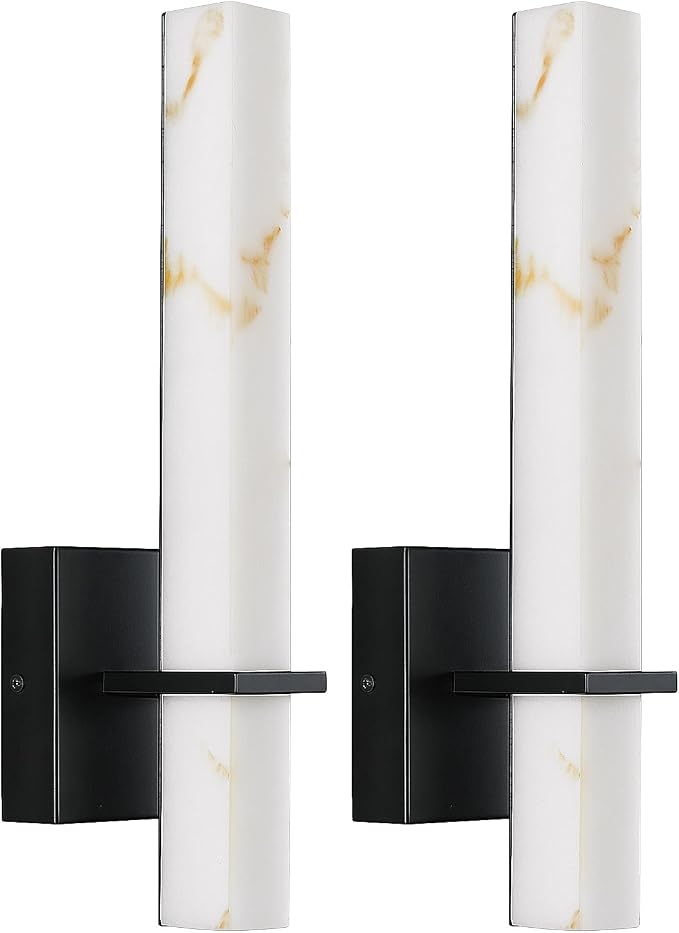 Modern LED Wall Sconces 15-inch Black Bathroom Sconces Set of 2 Up and Down Wall Mount Light 5CCT Dimmable Sconce Lighting Bedroom Living Room Hallway (Hardwired)