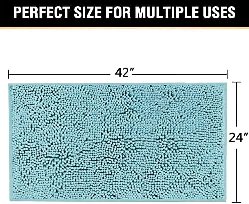 H.VERSAILTEX Microfiber Bath Rugs Chenille Floor Mat Ultra Soft Washable Bathroom Dry Fast Water Absorbent Bedroom Area Rugs, 24 x 42 - Inch, Aqua Haze