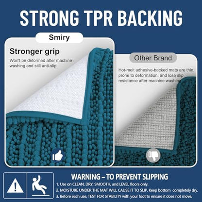 Smiry Bathroom Rugs 48X32, Extra Soft Rubber Backing Chenille Bath Mats