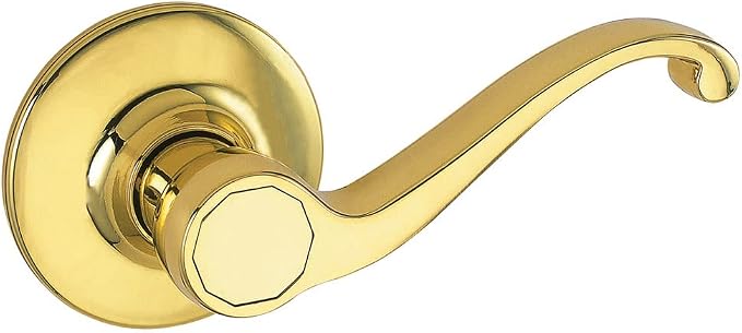 Design House Scroll One-Sided Non-Turning Dummy Door Lever, Polished Brass, Decorative Interior Door Handle for Closet, Pantry, and French Doors, Reversible Surface Mount Hardware, 775338 | Surface, Traditional, Brass, Hardware, 775338