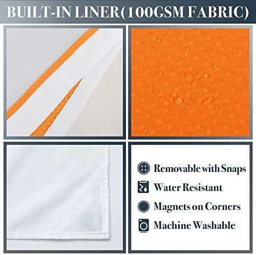 N&Y HOME Waffle Weave Shower Curtain with Snap-in Liner Set Orange, 71x72