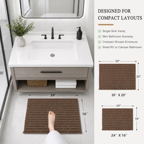 Arotive Bathroom Rugs Mat 24x16, Soft Absorbent Chenille Shaggy Bath Mat