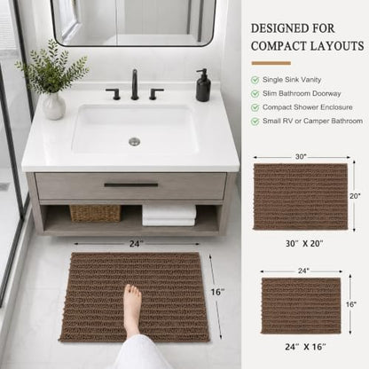 Arotive Bathroom Rugs Mat 24x16, Soft Absorbent Chenille Shaggy Bath Mat