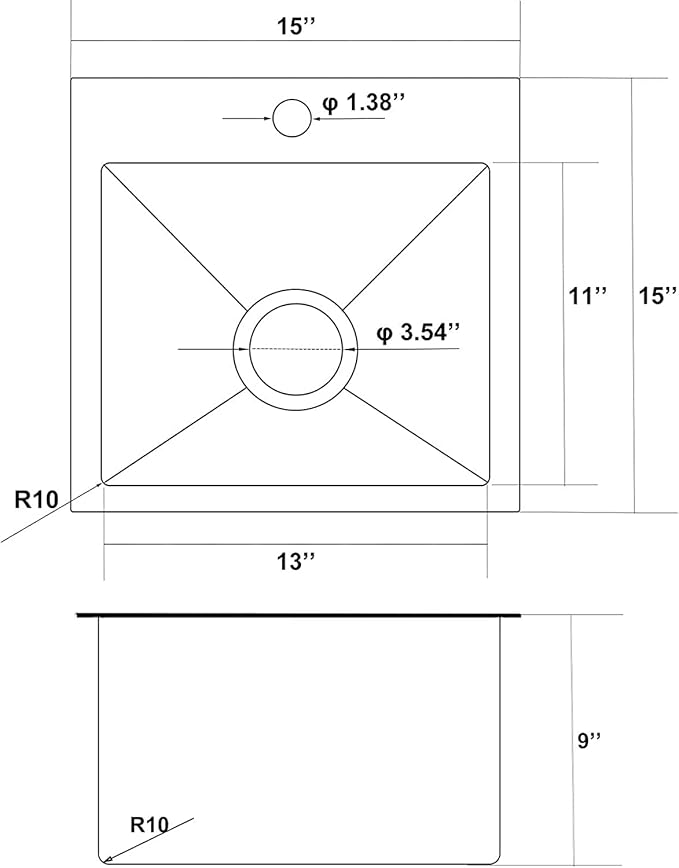 Comllen 15”x15” Black Drop In Bar Sink, Stainless Steel Small Kitchen Sink Single Bowl, Gunmetal Black Sinks for Outdoor Wet Bar Prep RV Yard Office Laundry Utility with Strainer Drain