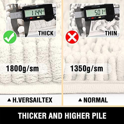 H.VERSAILTEX Bathroom Rugs Non Slip Luxury Chenille Bathroom Mat 20x32 Extra Soft and Absorbent Shaggy Rugs Washable Dry Fast Area Carpet Mats for Bath Room, Tub - Ivory