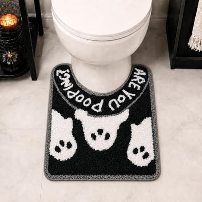 Black Ghost Halloween Bathroom Rug, Fun U-Shaped Toilet Rug