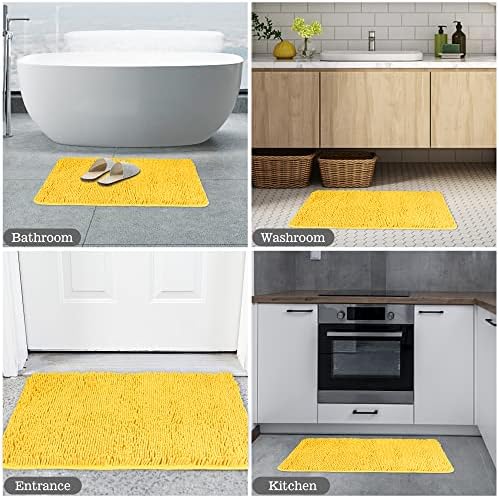 Yeaban Chenille Yellow Bathroom Rug 17"x24", Non-Slip Rubber Backing