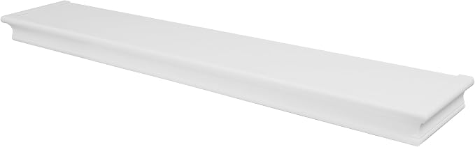 HIGH & MIGHTY 515666 Decorative 36" Floating Shelf Holds up to 25lbs, Easy Tool-Free Dry Wall Installation, Beveled, eCommerce Packaging, White