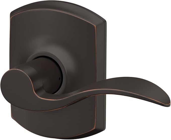 SCHLAGE Accent Lever with Greenwich Trim Hall and Closet Lock in Aged Bronze
