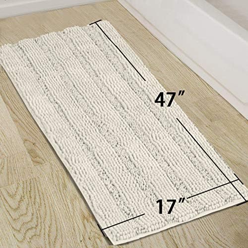 Turquoize Bathroom Runner Rug 17"x47", Soft Absorbent Chenille Bath Rug