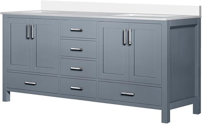 Jacques 72 in. W x 22 in. D Dark Grey Double Bath Vanity and White Quartz Top