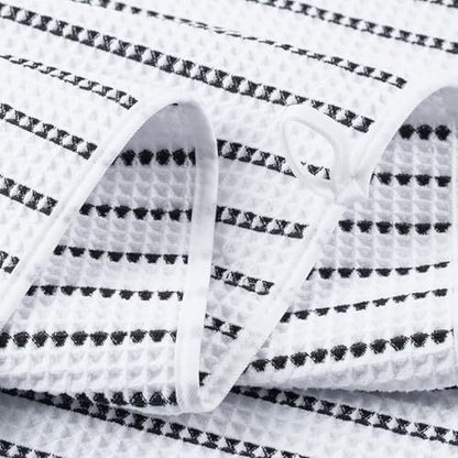 POLYTE 430 GSM Poly Blend Microfiber Quick Dry Waffle Bath Towel Set of 6