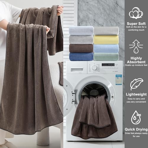 4 Piece Bath Towel Set 35"x70"Oversized Bath Towel for Bathroom Ultra Soft Fluffy Extra Large Bath Sheet Luxury Premium Bathroom Towel Highly Absorbent Quick Dry Shower Towel for Hotel Spa,Brown