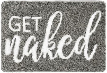 Small Get Naked Bathroom Rugs - Funny Bath Mats Non Slip Cute Carpet for Bathroom Floor Decor Water Absorbent Bath Rugs for Sink Bathtub and Shower Gray 16" x 24"