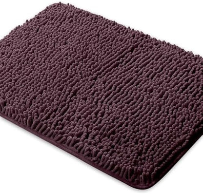 Yeaban Chenille Burgundy Bathroom Rug 24"x36", Non-Slip Rubber Backing