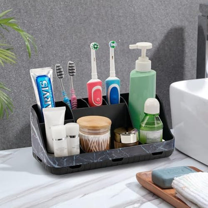 GFWARE Marble Black Toothbrush Holder for Bathrooms, Bathroom Sink Storage
