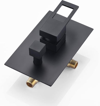 SUMERAIN Bathroom Matte Black Pressure Balance Shower System | Anti-scald, 8 Inches High Pressure Rain Shower, Brass Handheld, brass Rough-in Valve Body and Trim Included