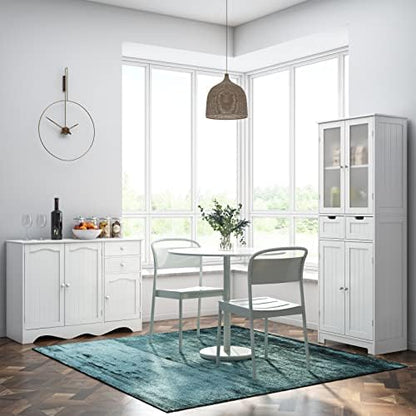 HORSTORS 67" H Bathroom Storage Cabinet, White Linen Cabinet with Drawers