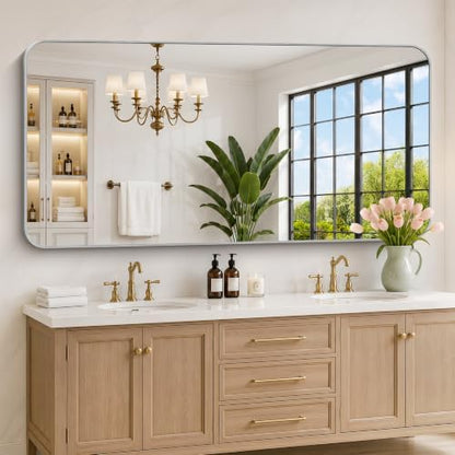 DESBING 72"x36" Bathroom Mirror for Over Sink, Silver Framed Wall Mirror