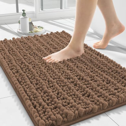 Smiry Bathroom Rugs 24X16, Extra Soft Rubber Backing Chenille Bath Mats