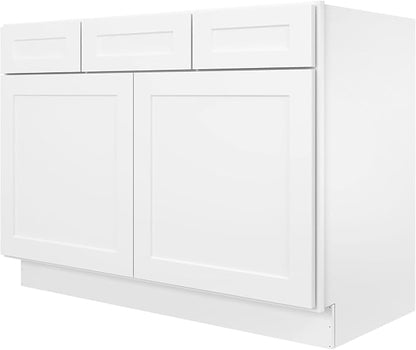 Furinno Shaker 2-Drawer Bath Vanity Cabinet Without Top, Ready to Assemble, 21 D x 48 W x 34.5 H, White