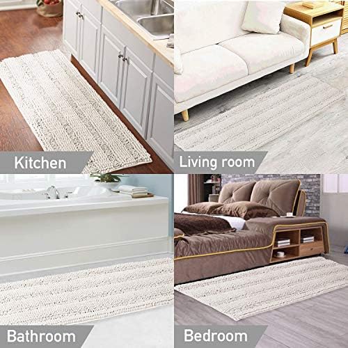 Turquoize Bathroom Runner Rug 17"x47", Soft Absorbent Chenille Bath Rug