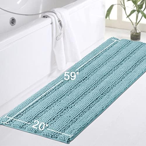 Turquoize Bathroom Runner Rug 20"x59", Soft Absorbent Chenille Bath Rug