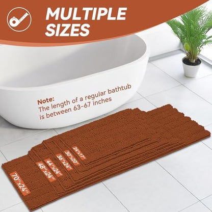 Bcoimo Bath Rug Mat,48x24 Extra Soft Burnt Orange Long Bathroom Runner Rug