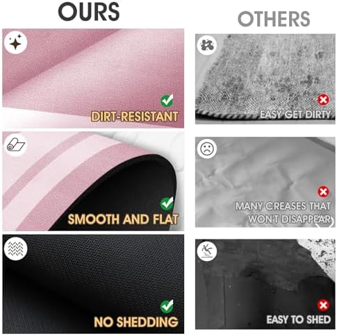 ACCUMTEK Non Slip Bath Mat, Thin Bathroom Rugs Fit Under Door, Quick Dry Bath Mats, Machine Washable Bath Rugs for Bathroom, Bathtub & Kitchen, Bathtub & Kitchen, Pink/Bordered/24 x17
