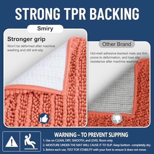Smiry Bathroom Rugs 48X32, Extra Soft Rubber Backing Chenille Bath Mats