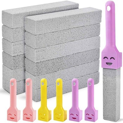 18 Pack Cleaning Pumice Stone Toilet Bowl Stick Cleaner with Handle Hard Water Ring Calcium Buildup Stains Remover Powerfully for Cleaning Toilet Bathtubs Kitchen Sink Grill Pools