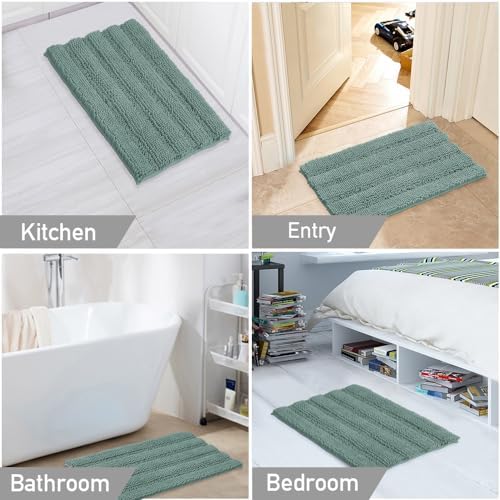2-Piece Bathroom Rug Set with U-Shaped Mat, Soft Chenille,Duckeggshell Blue