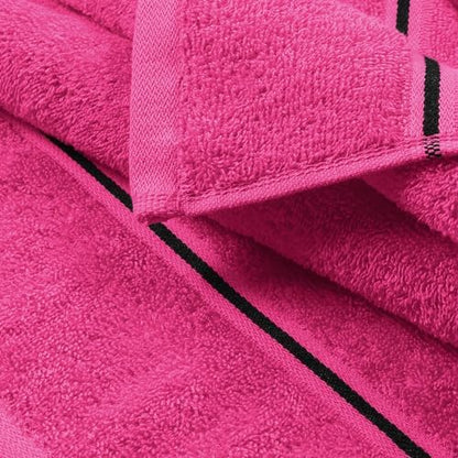 MyOwn Ultra Soft 6 Pack Cotton Towel Set, Contains 2 Bath Towels 28x55 inch, 2 Hand Towels 16x24 inch & 2 Wash Coths 12x12 inch, Ideal Everyday use, Compact & Lightweight - Hot Pink