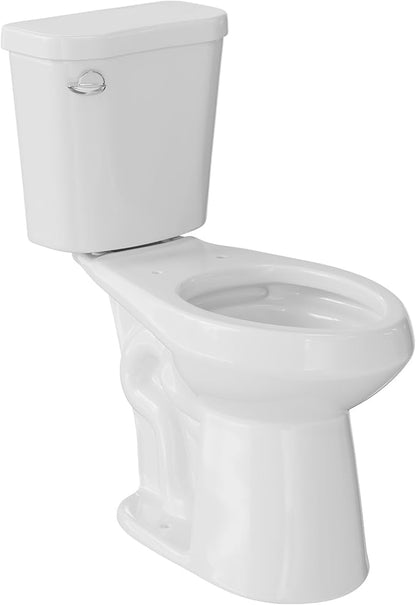 Two Piece Toilet with 19" ADA Height, Elongated Ceramic Bowl without Lid - Side Push Handle, CUPC Certified, Water Efficient 1.28 GPF