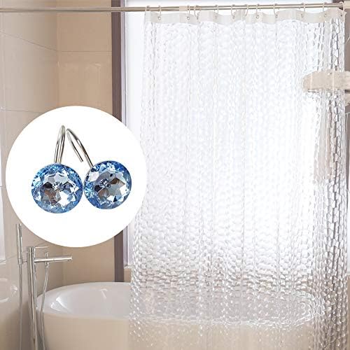 12 Pcs Bling Rhinestones Shower Curtain Hooks Bathroom Rolling Hooks