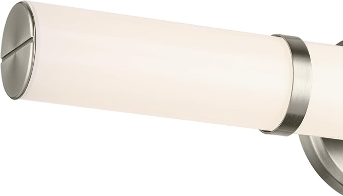 Kichler Rosh 24.25" LED Medium Bath Bar with White Glass in Brushed Nickel, Modern Minimalist, for Vanity, Fireplace, Buffet, Hallway, Vanity Mirror, (24.25" W x 5" H), 55188NILED