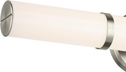 Kichler Rosh 24.25" LED Medium Bath Bar with White Glass in Brushed Nickel, Modern Minimalist, for Vanity, Fireplace, Buffet, Hallway, Vanity Mirror, (24.25" W x 5" H), 55188NILED