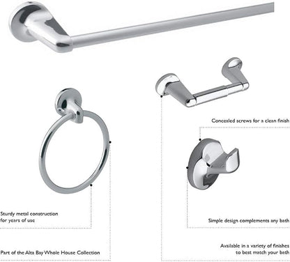 Design House 538355 Calisto Wall-Mounted Towel Ring Satin Nickel | Wall Mount, Transitional, Zinc, Hardware, 558171