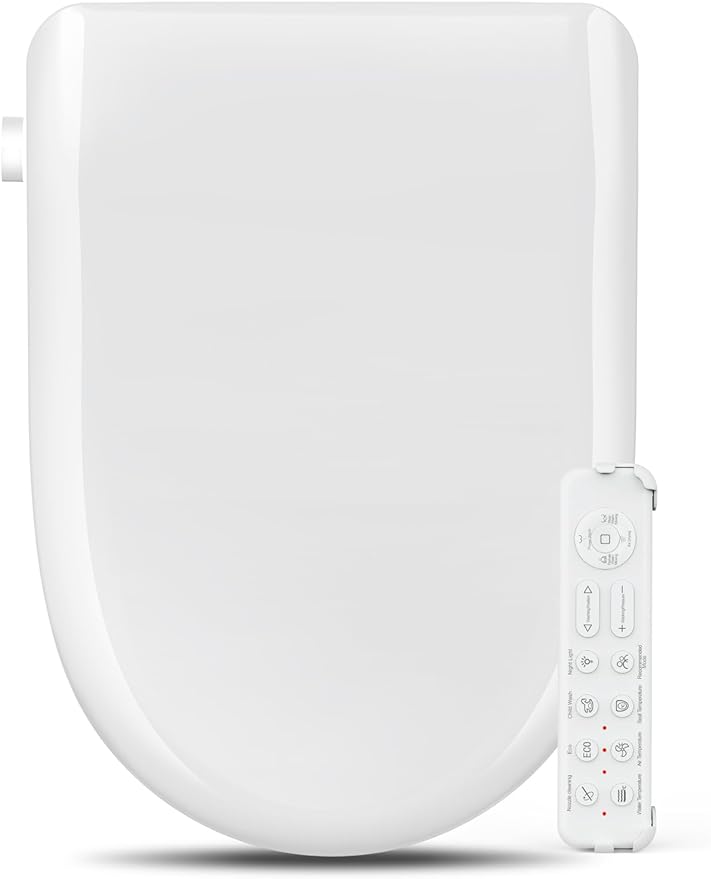 Bidet Toilet Seat Attachment for Olive Smart Toilet with Warm Water & Dryer, Feminine & Child Wash, Self-Clean Stainless Steel Nozzle, Adjustable Water Pressure, Slow Close Lid