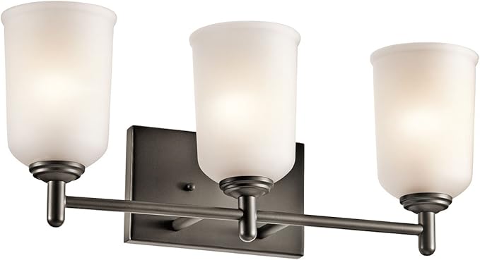 Kichler Shailene 21" 3 Light Vanity Light with Satin Etched Glass in Olde Bronze