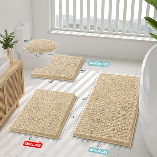 Smiry Bathroom Rugs 59X35, Luxury Chenille Extra Soft Absorbent Bath Mat
