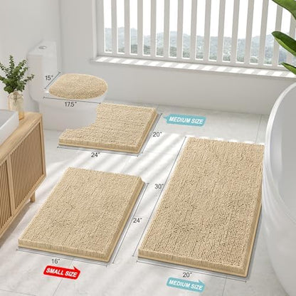 Smiry Bathroom Rugs 59X35, Luxury Chenille Extra Soft Absorbent Bath Mat