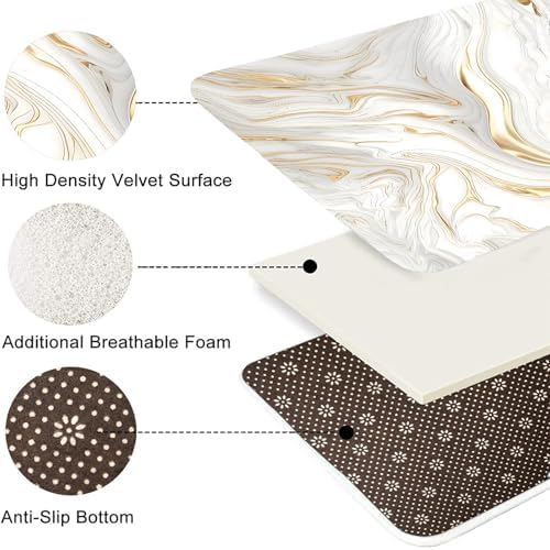 Nkzply 4Pcs White and Gold Marble Shower Curtain Set Bathroom Set with Rugs