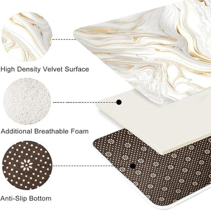 Nkzply 4Pcs White and Gold Marble Shower Curtain Set Bathroom Set with Rugs