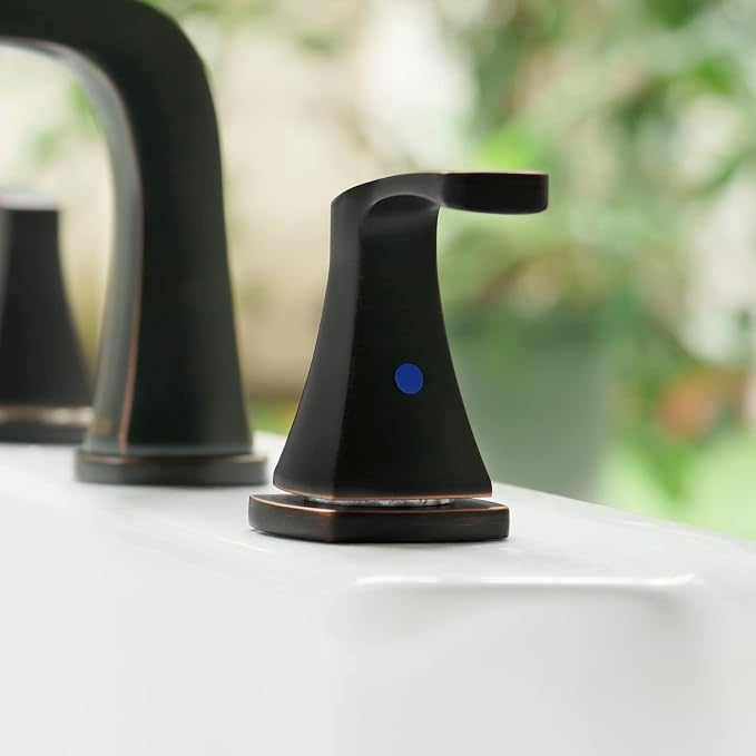 Waterfall 2 Handle Widespread Roman Tub Faucet Oil Rubbed Bronze | 3 Hole Deck Mount Bathtub Filler with Valve & Supply Lines