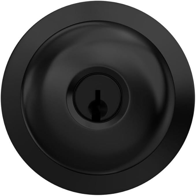 Schlage F51A PLY 622 Plymouth Door Knob, Keyed Entry Lock, Matte Black
