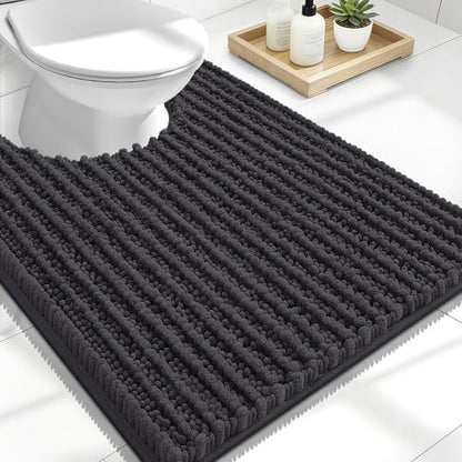 OLANLY U-Shaped Toilet Rug 24x20, Thick Soft Absorbent Chenille Contour Rug