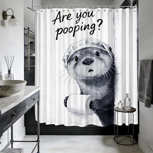 Extra Long Shower Curtain XL are You Pooping Otter, 108 x 72 Inchs